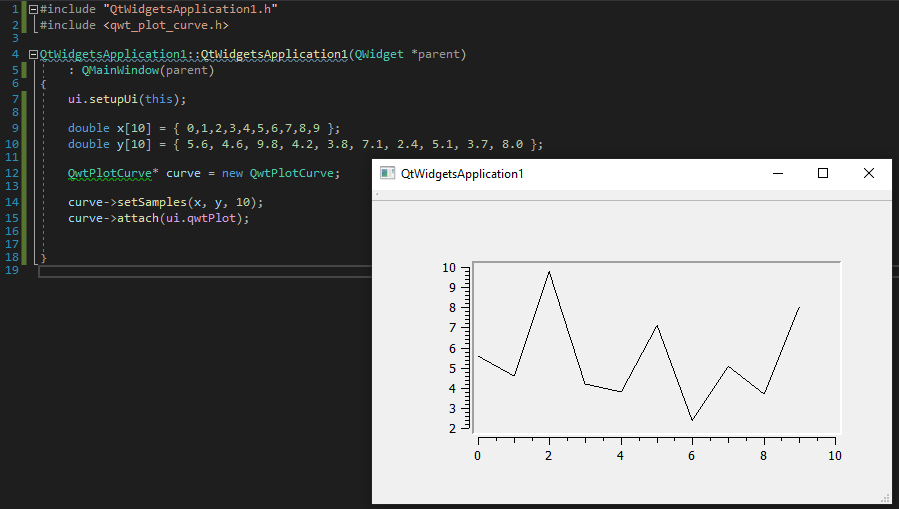 Make graphs in C++ with Qwt and Visual Studio